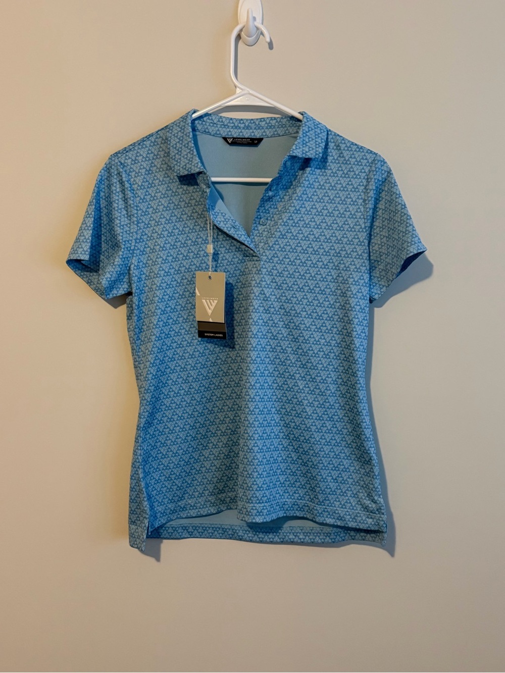 Levelwear System Women’s Geometric Print Polo Shirt NWT Size Small